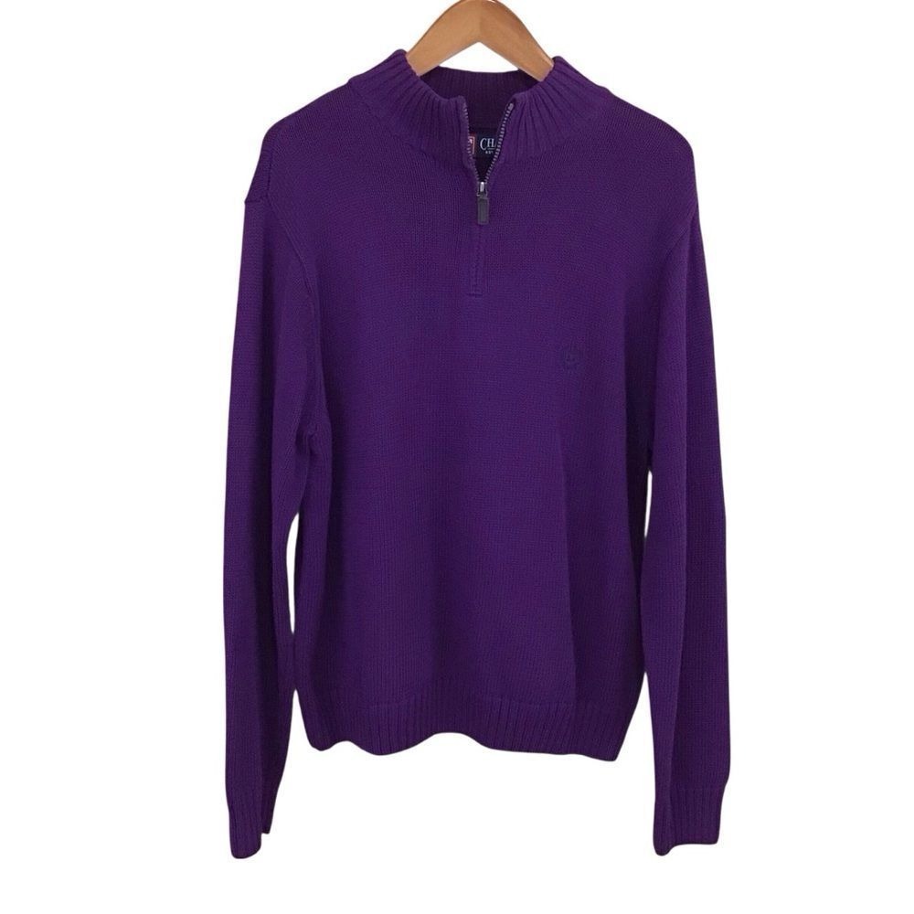 Chaps Purple 1/4 Zip Quarter-Zip Men's Sweater XL
